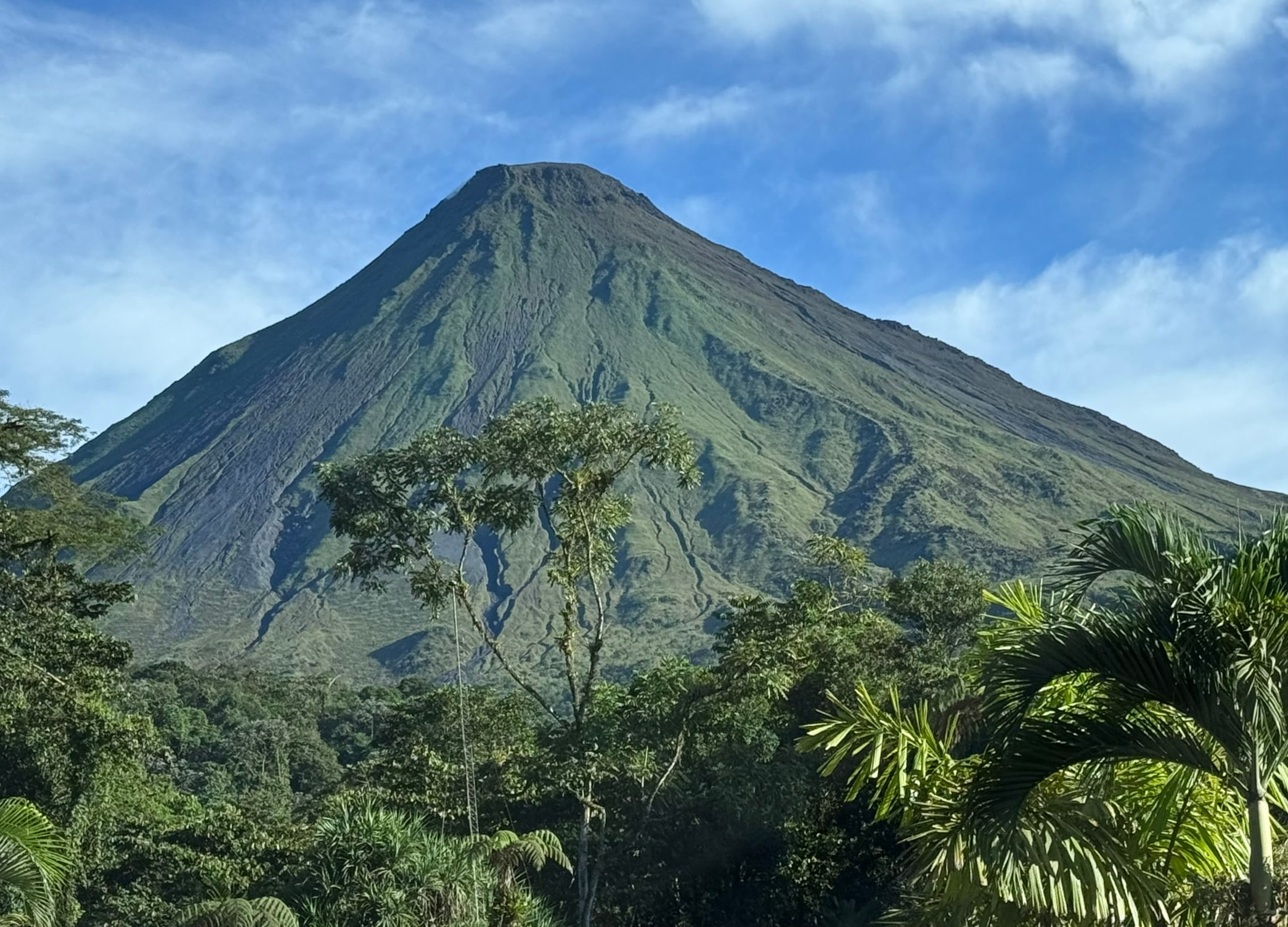 A jungle-covered volcano